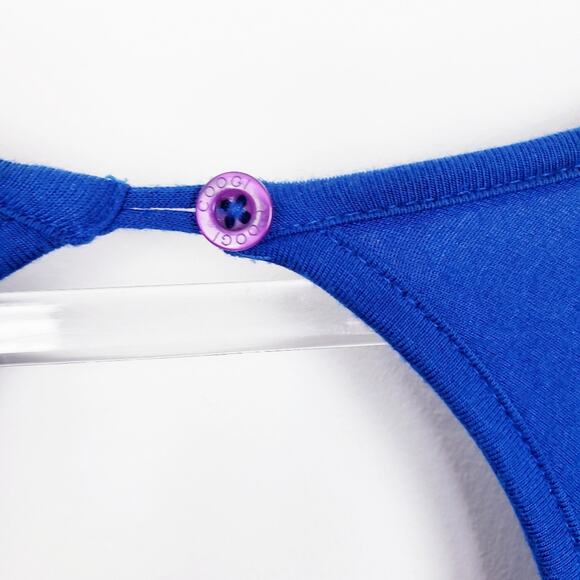 COOGI Australia Blue‎ Logo Studded Long Sleeve Drape Open Back Dress Size Large - Picture 6 of 12